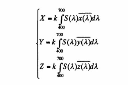光源色X、Y、Z三刺激值计算公式01